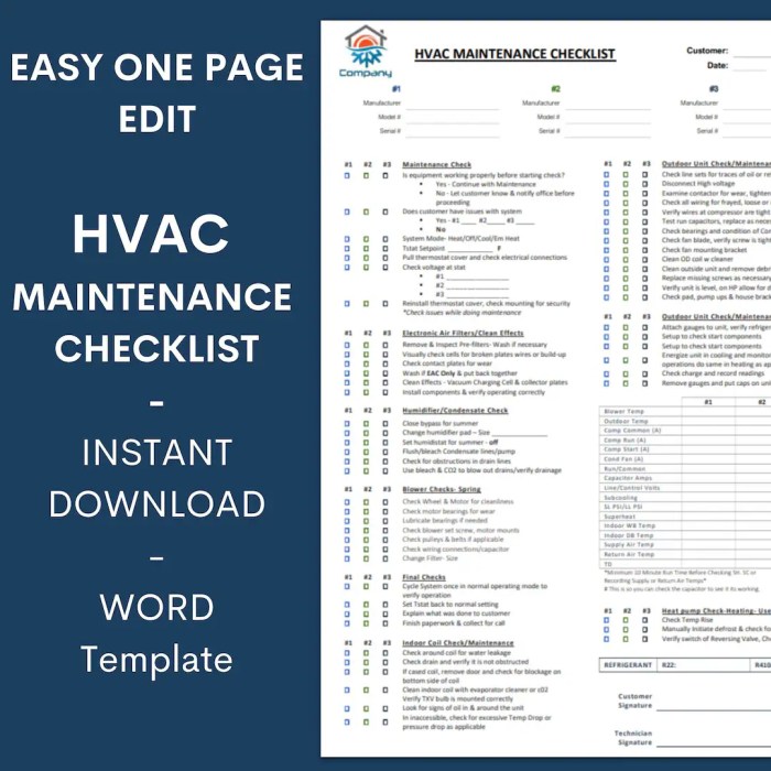 HVAC Preventative Maintenance Checklist Template - Editable Microsoft ...