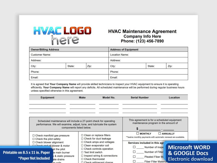 Free HVAC Contract Template - PDF | Word – eForms